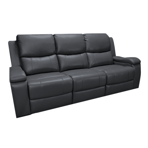 Manilla Black Leather Gel Reclining Sofa